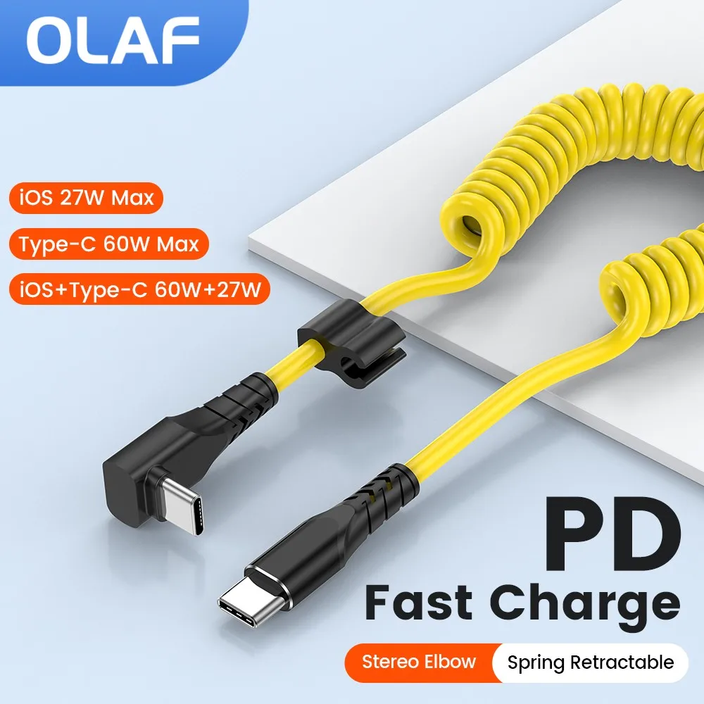 Olaf 60W Spring Usb Tipo C Cavo Usb C Cavo Di Ricarica Rapida Per Xiaomi Huawei Samsung 27W Usb C Cavo Lightning Per Iphone 14 13