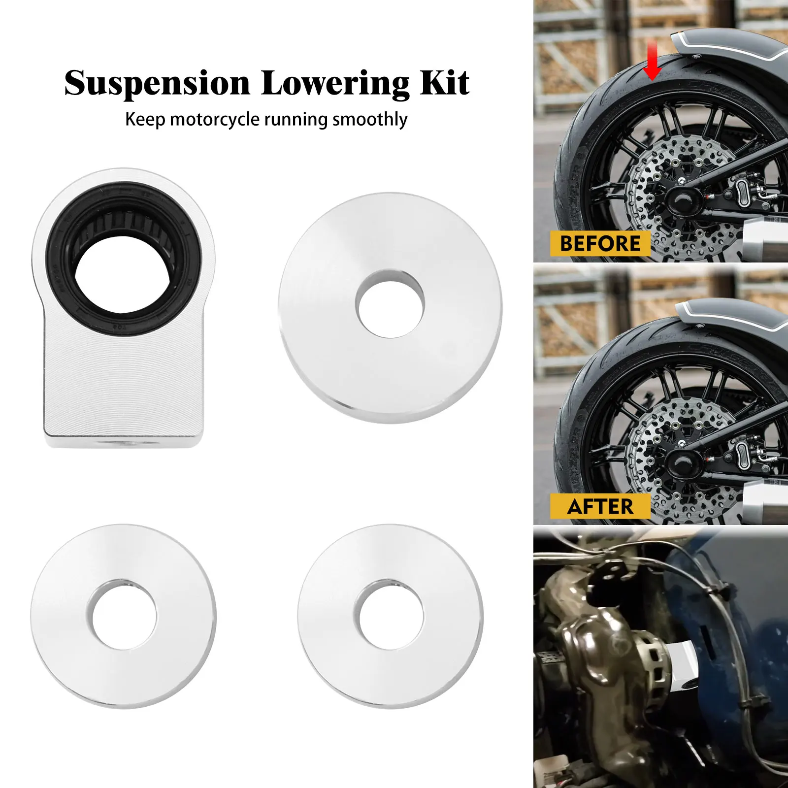 Chrome Rear Shock Suspension Lowering Kit