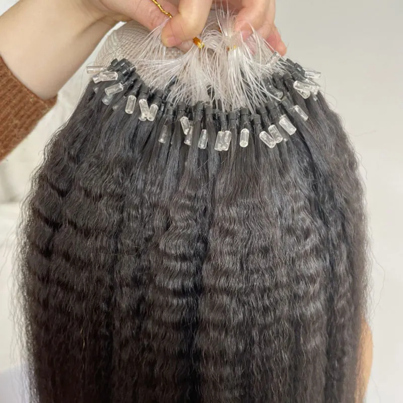 Microlink Hair Extensions Human Hair Kinky Straight Microbead Extensions Remy I Tip Loop Rings