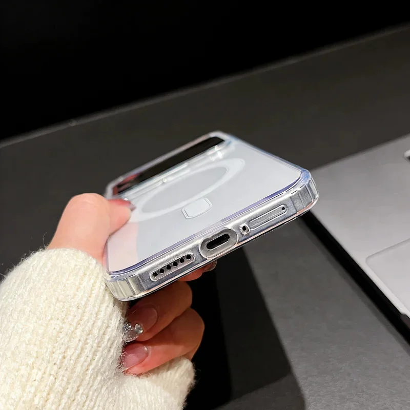Magnetic Clear Shockproof Phone Case with Wireless Charging Compatibility