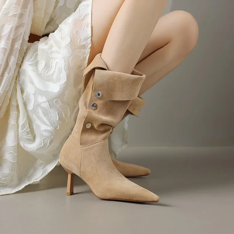 

Autumn Winter Pointed Toe Thin High Heels Women Knee Boots Fashion Party Casual Shoes Woman Ankle Boots for Women