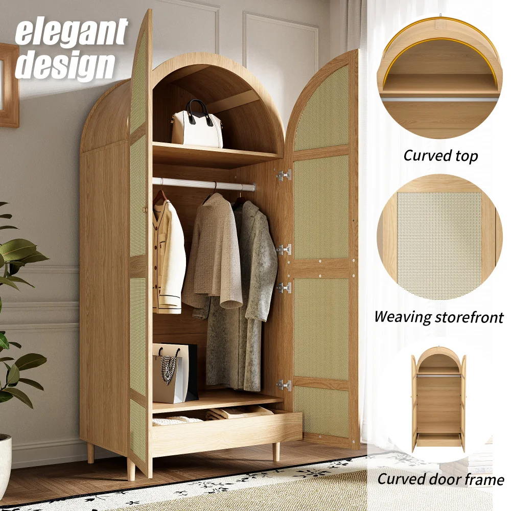 Moderner luxuriöser Kleiderschrank mit gebogenen Türen, großzügiger Stauraum, Kleiderständer und Schubladen, für Schlafzimmer und Eingangsbereiche – Detail 15
