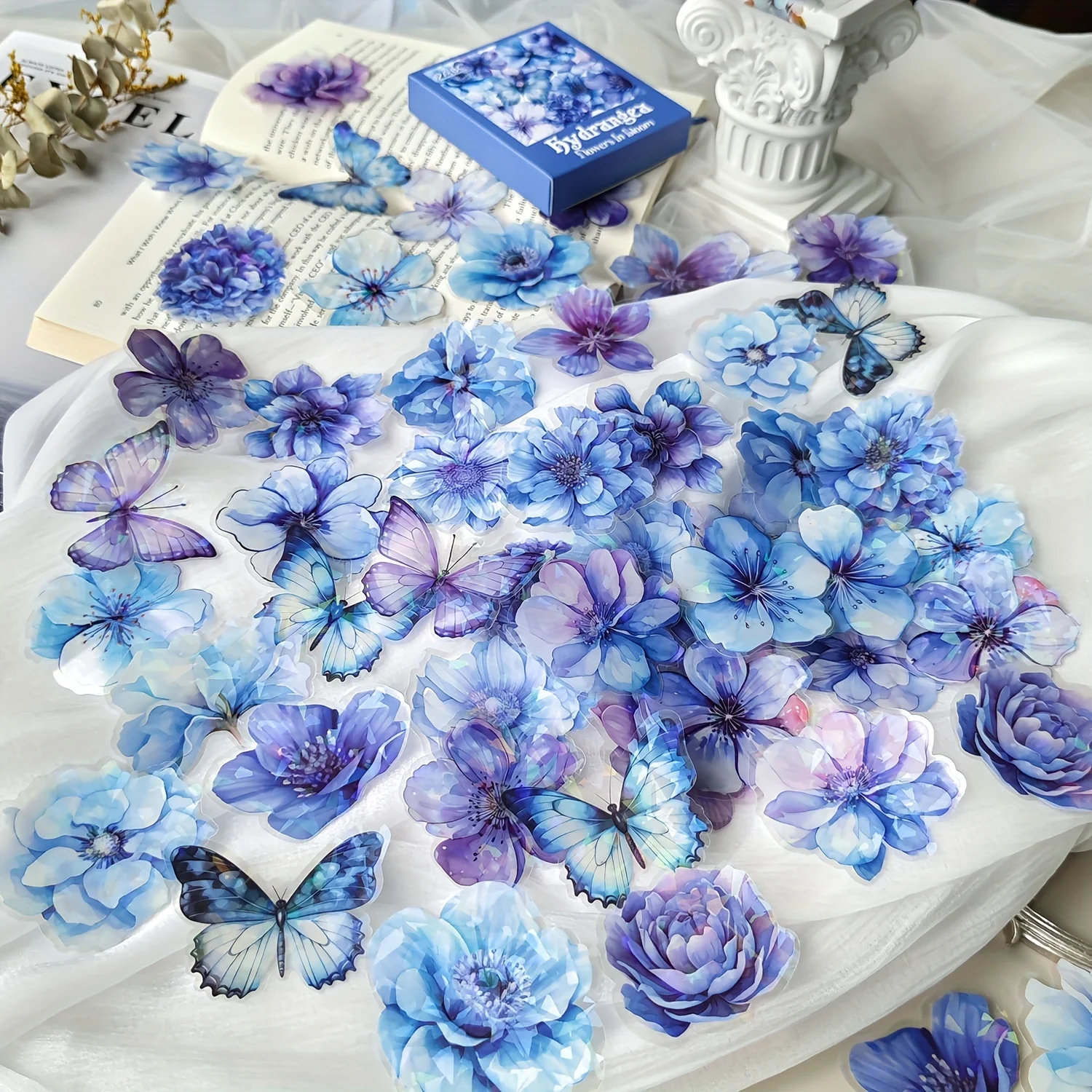 60 Stück/Box Wunderschöne Blumen-PET-Aufkleber Handkonto DIY Scrapbooking Collage Dekor Junk Journal Supplies Aufkleber Briefpapier – Detail 5