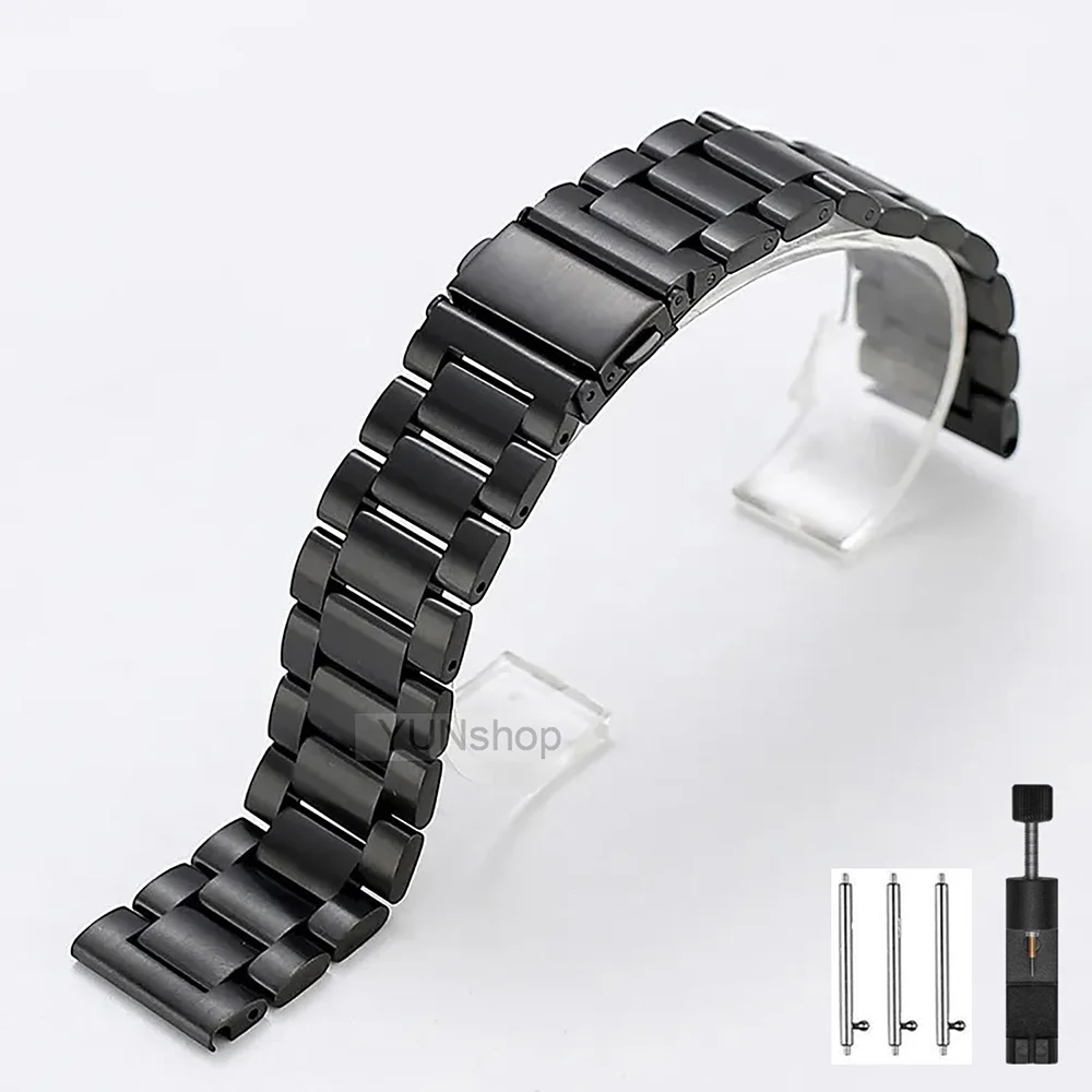 Sleek Solid Stainless Steel Smartwatch Strap - 20/22mm Bracelet Band