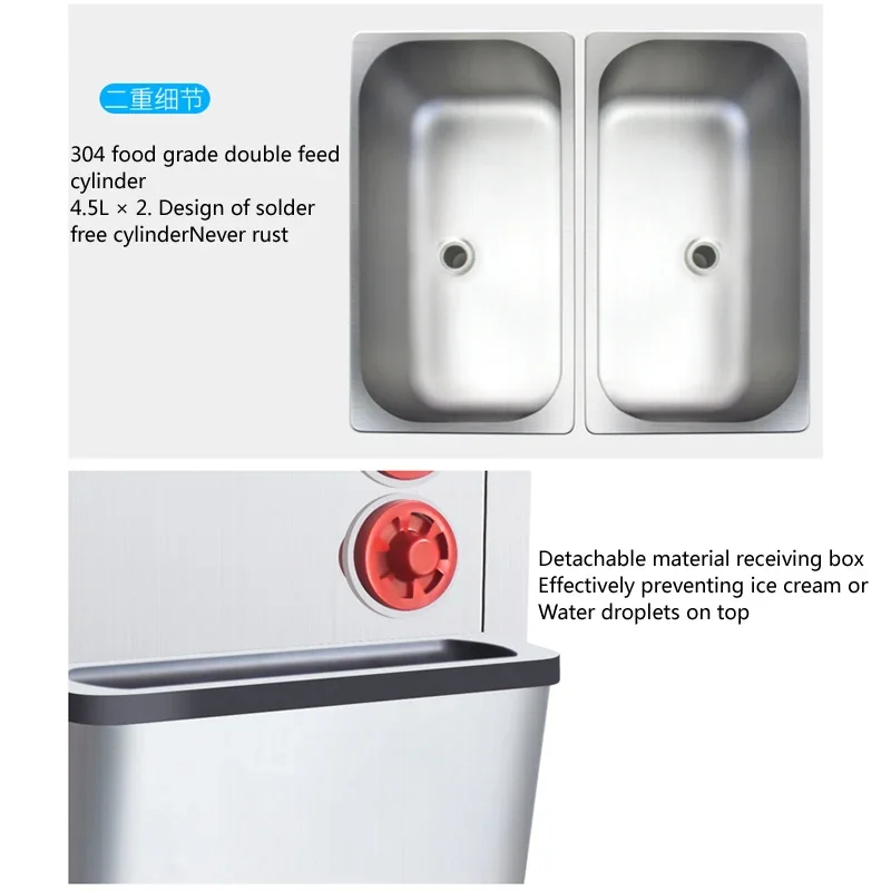 Electric Soft Ice Cream Machine Commercial Kitchen Appliances Three Flavors Big Output 220V 110V 4