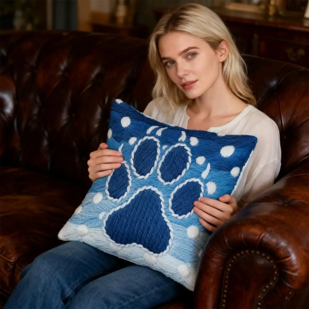 45x45CM Blue Paw Dotted Pillowcase Single Side Print Throw Pillow Cover Home Bedroom Sofa Bed Decorative Square Cushion Cover