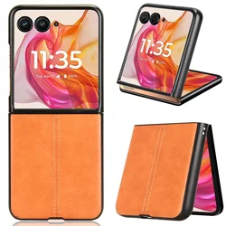 Stitching Fabric Leather Texture Lightweight Phone Case Cover for Moto Razr 50 (Yellow)