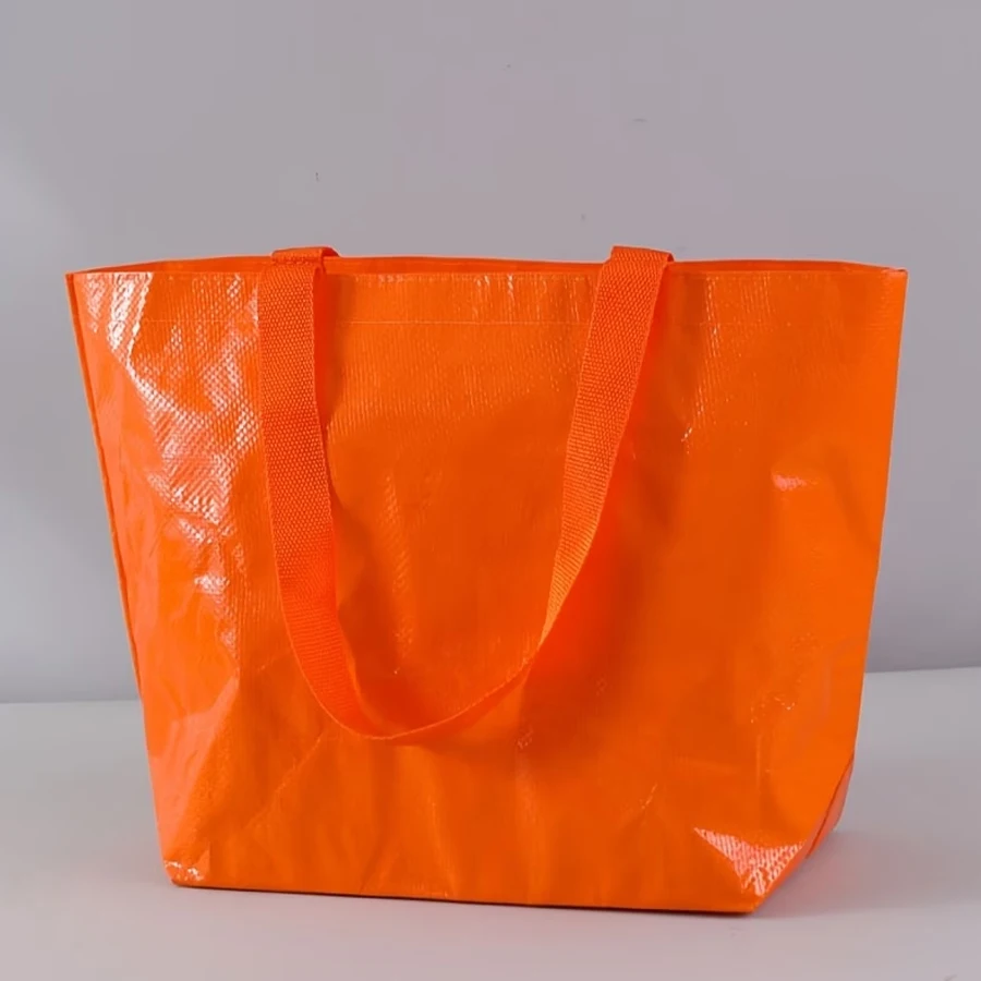 Vibrant Orange Heavy-Duty Reusable Tote Bag - Durable Large Capacity Shopping and Gift Bag with Wide Base