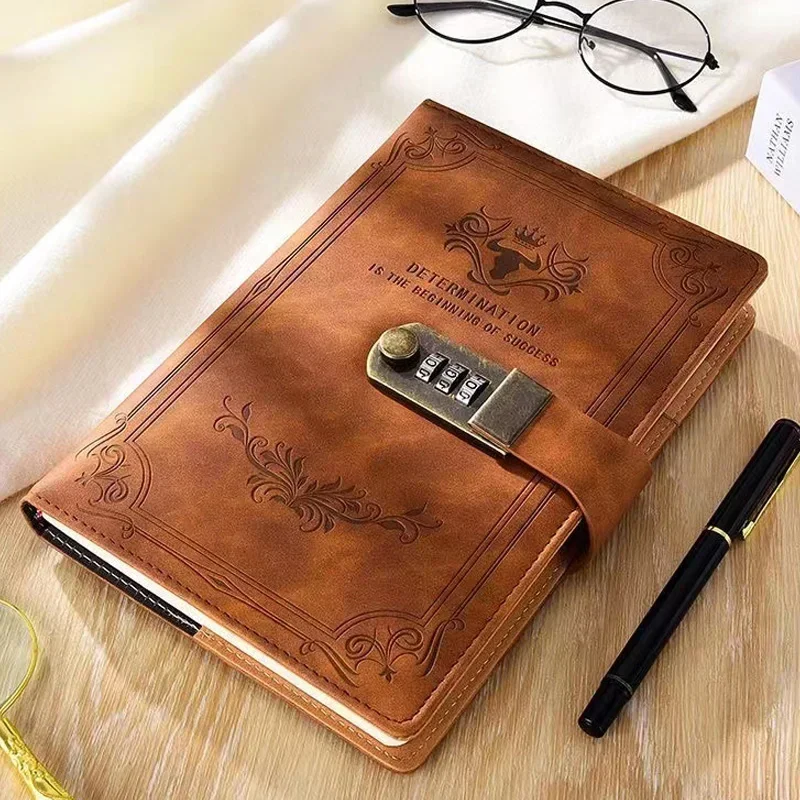 Password-Notebook-200-Pages-A5-Retro-Book-with-Lock-Diary-Thickened ...