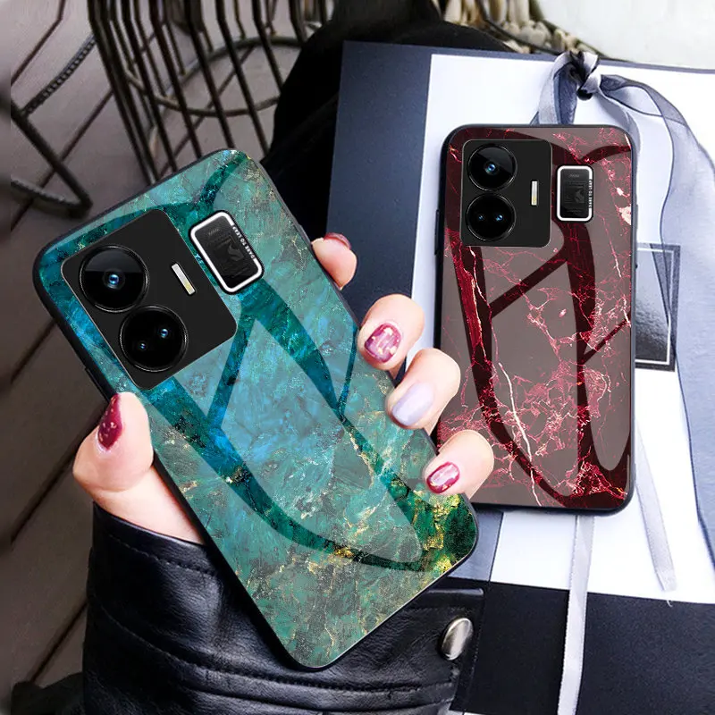 

Realme GT Neo 5 Neo5 5G RMX3706 Case Marble Grain Tempered Glass Back Cover Hard Phone Case for Realme GT Neo5 GTNeo5 5G RMX3706