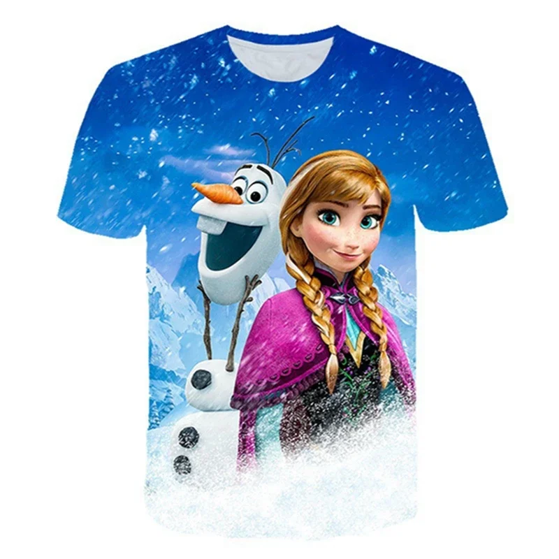 Koszulka z krótkim rękawem chłopcy letnie koszulki Frozen Elsa 3D drukuj dzieci dziewczyny Tshirt odzież codzienna mężczyźni kobiety piżama topy nastoletnie dzieci