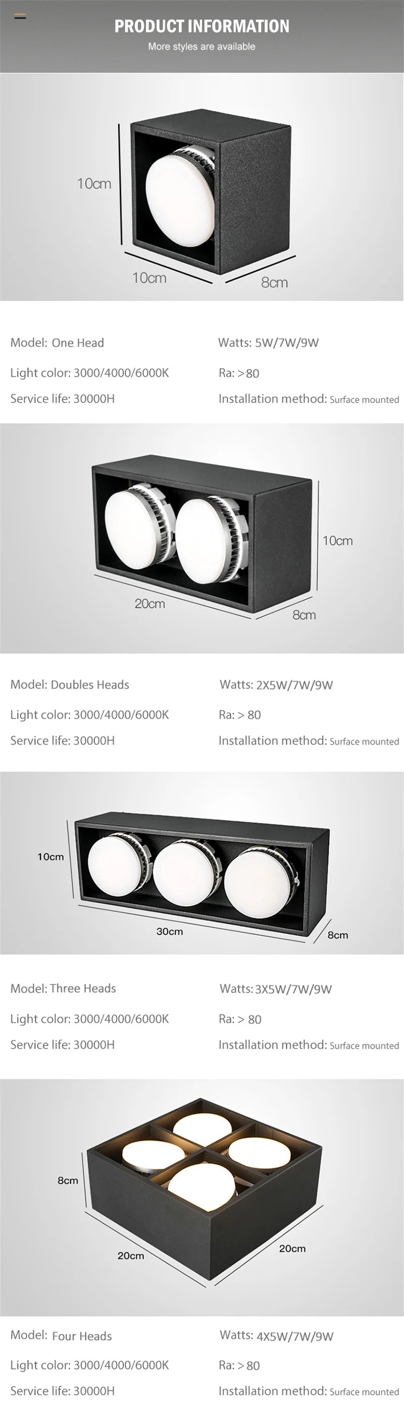 표면 장착형 LED 다운라이트 현대 회전식 교체 가능 GX53 램프 5W 7W 9W LED 천장 스포트라이트 AC85-265V 실내 조명