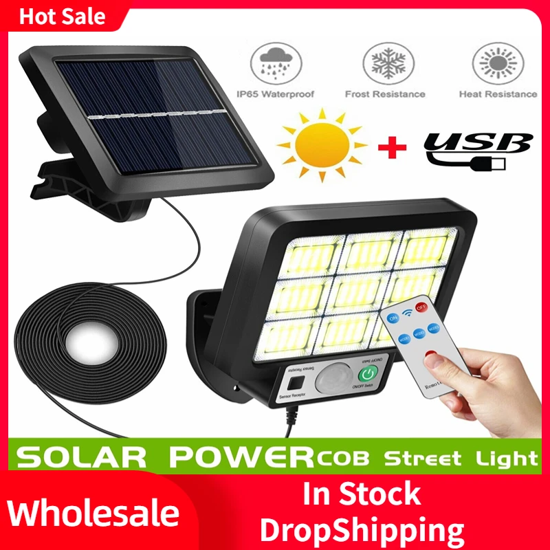 Outdoor Usb Solar Street Light Telecomando A Risparmio Energetico Dal Tramonto All'Alba Pir Motion Sensor Lamps Garden Decor