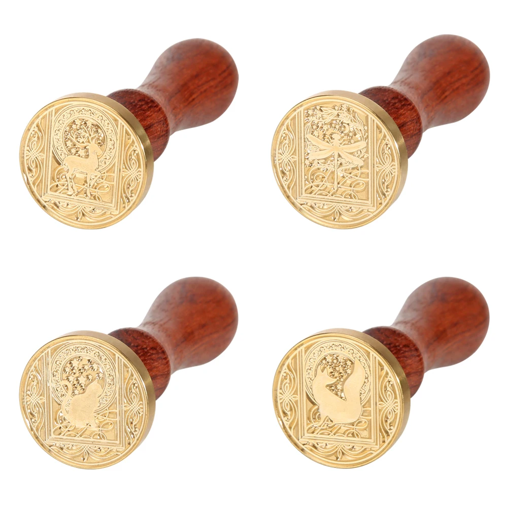 Wax Seal Stamp Animal Pattern Wax Seal Stamp Diameter 3cm Animal Sealing Wooden Handle for Invitations Envelopes Decor