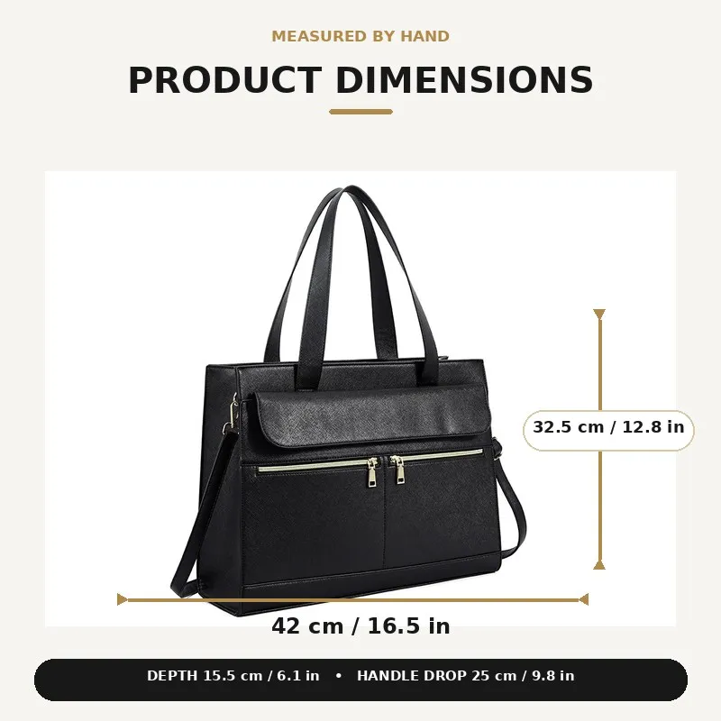 Borsa per Laptop di Grande Capacità, Valigetta da Lavoro, Borsa a Tracolla per Viaggi e Pendolarismo con Manico Superiore - immagine 3
