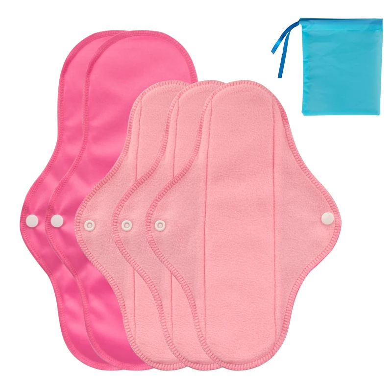 AIO 6-Piece Sanitary Pads Waterproof & Leak-proof Super-absorbent Reusable Menstrual Pads for Period Two Sizes