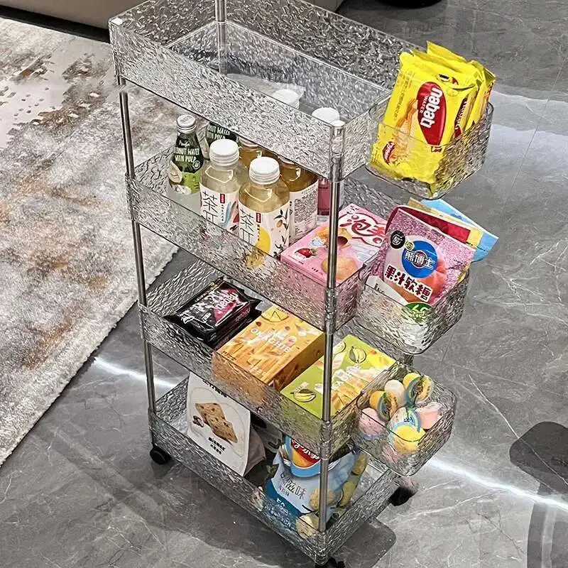 High-value Acrylic Kitchen Trolleys Home Auxiliary Cart Rack Multi-functional Snacks Cart Multi-layer Kitchen Storage Trolley
