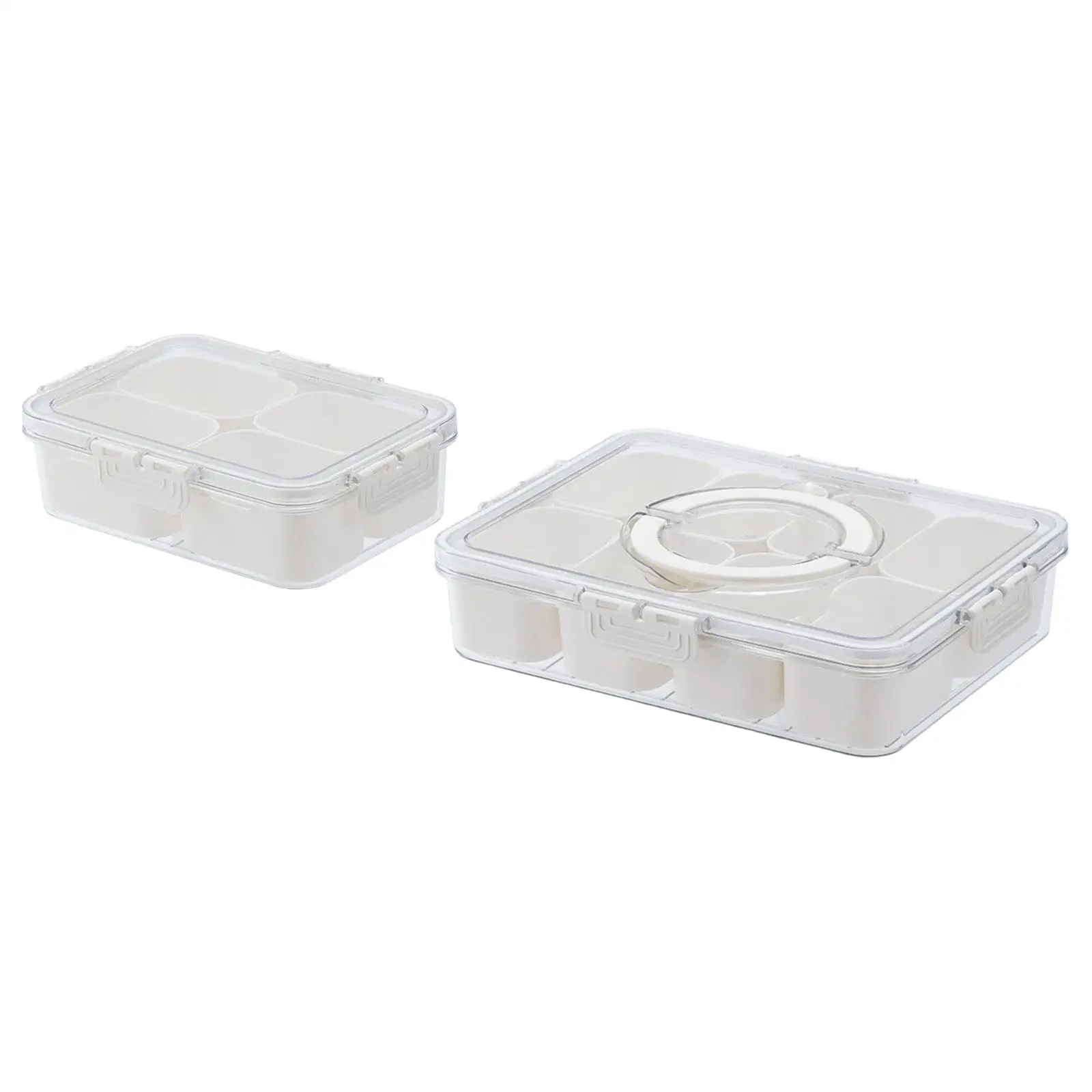 

Divided Food Container Refillable with Lid Handle Snack Box Serving Tray for Refrigerator Picnic Party Kitchen Cabinet Snack