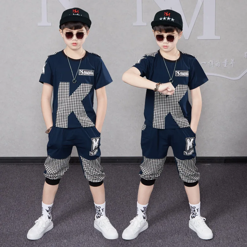 

Summer Baby Boys Clothes Sets Short Sleeve T-shirt Pants Outfits 2023 New Children Clothing Suit Fashion Patchwork Kids Costume