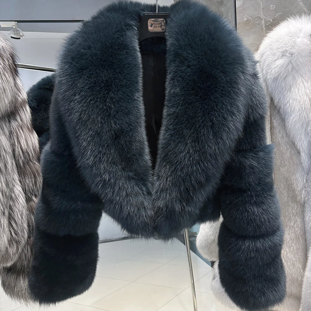 YOLOAgain 2025 Winter Warm Luxury Natural Fox Fur Cropped Jacket