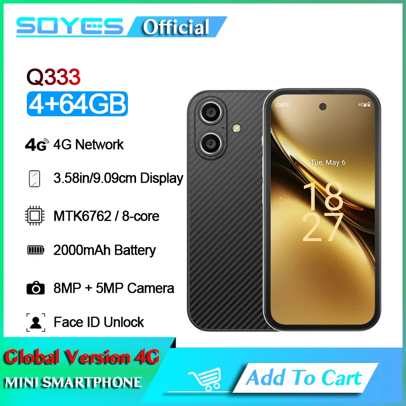 SOYES Q333 ミニスマートフォン Smartphone Mini Uniwa Q333 4 Polegadas Android 4G Dual SIM