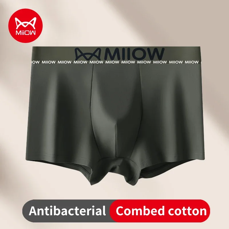 

MiiOW Cotton Men's Panties Skin-friendly Antibacterial Man Boxer Shorts Seamless Cuffs Men Underwear Boxer Shorts Male Boxers