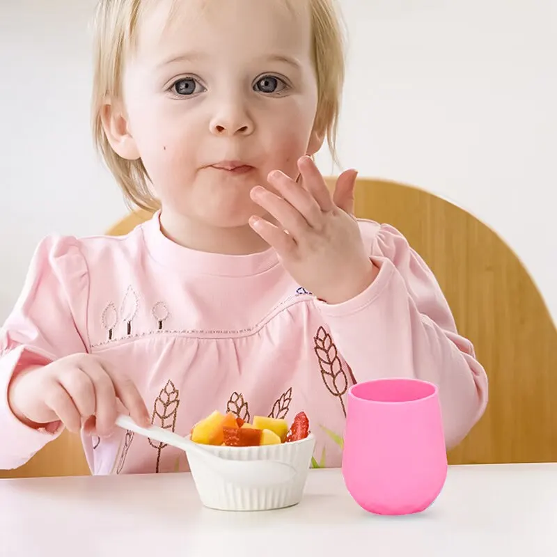 Pure Color Baby Snack Cup Anti Scalding Food Grade Silicone Water Cup