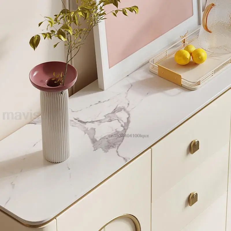 White Sideboards With Three Drawers Cream Style Round Corners Display Furniture Press Type Doors Luxury Dining Room Cabinets