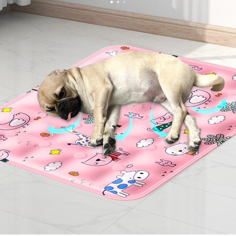 Pet Cooling Mat Dog Cat Sleeping Pad Cool Ice Silk Moisture-proof Mattress Cushion Summer Small Animal Cold Bed