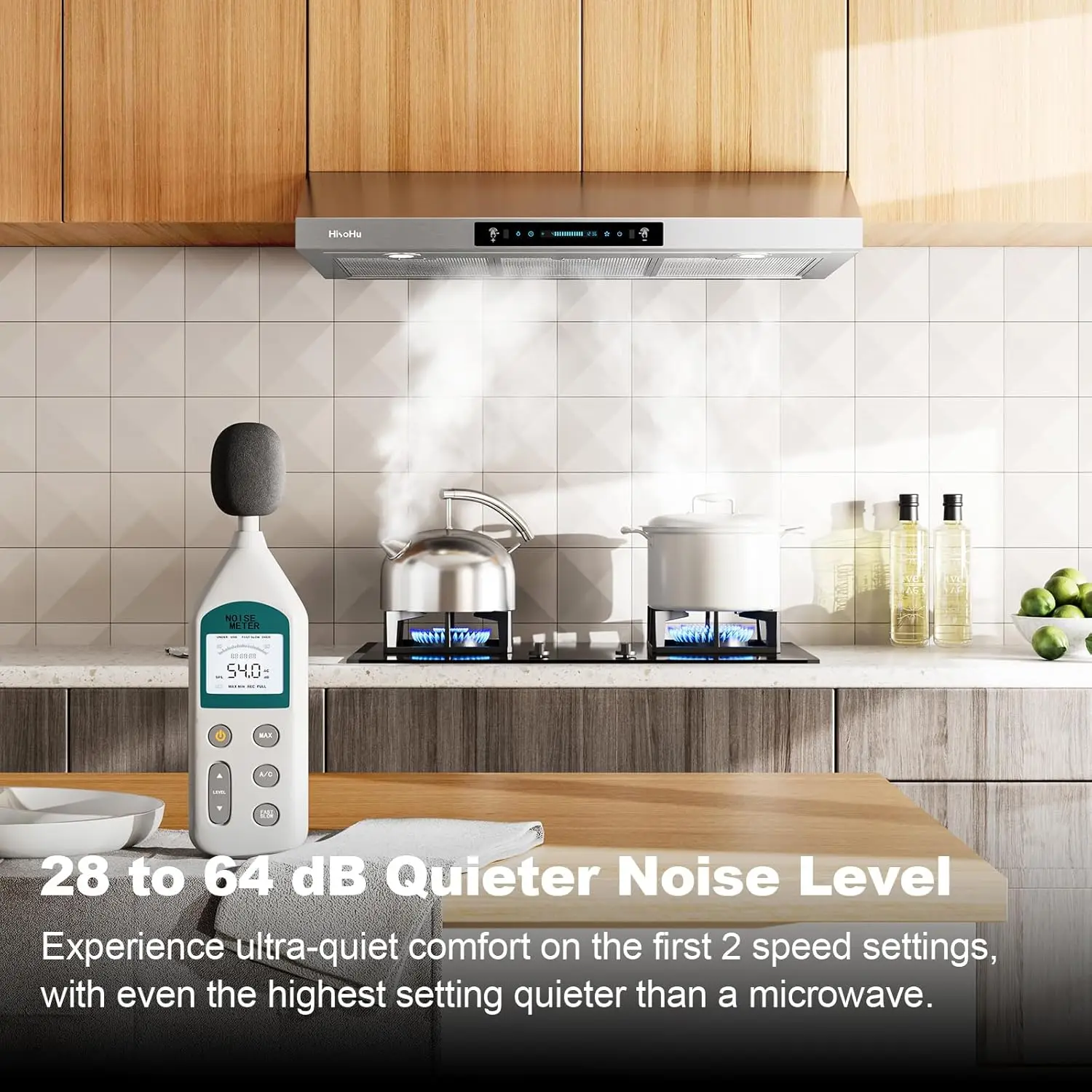 30 Inch Under  900-, 4 Speed Gesture Sensing&Touch Control Panel, Stainless Steel Kitchen Vent 4