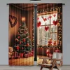 2Pcs Christmas Curtains Christmas Tree Cute Winter Holiday Xmas Gifts Snowflakes Elf For Living Room Window Home Drapes 1