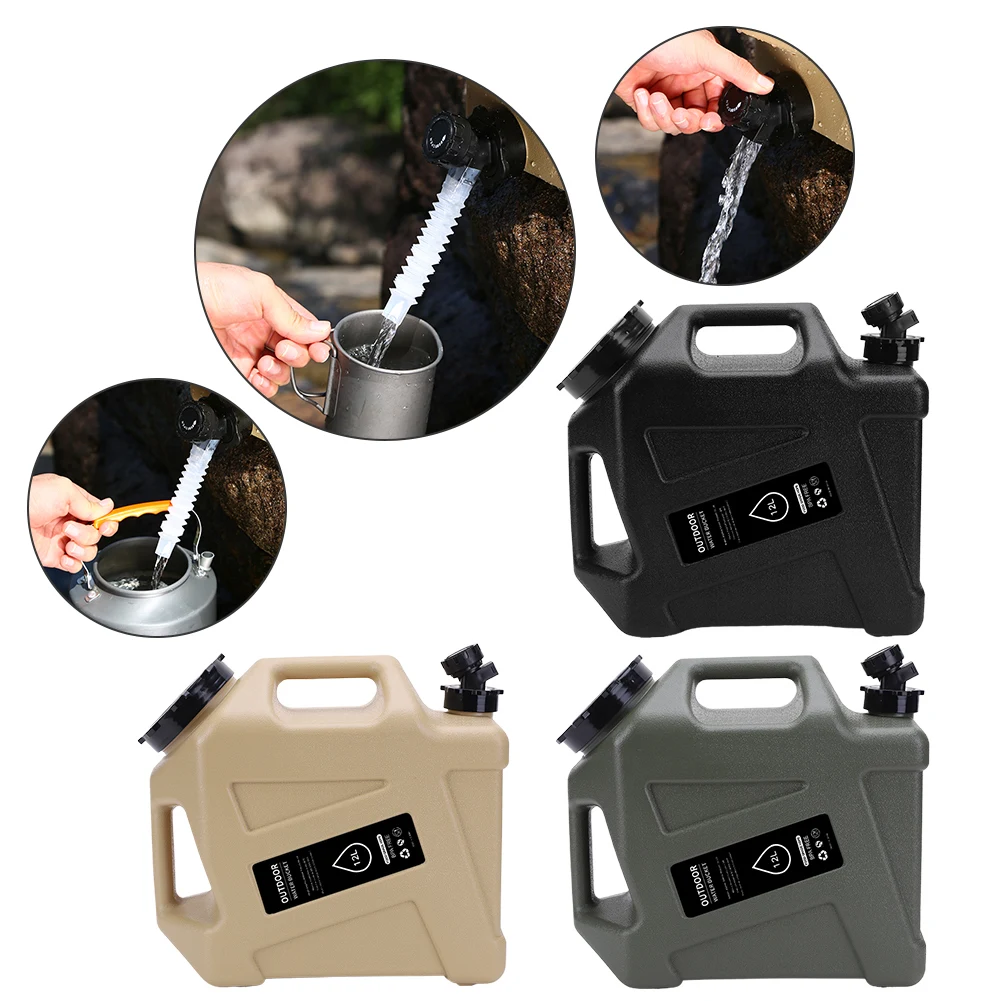 12L Camping Water Container with Spigot Water Storage Jug Large Capacity Water Storage Tank for Vehicle Car Outdoor Camping