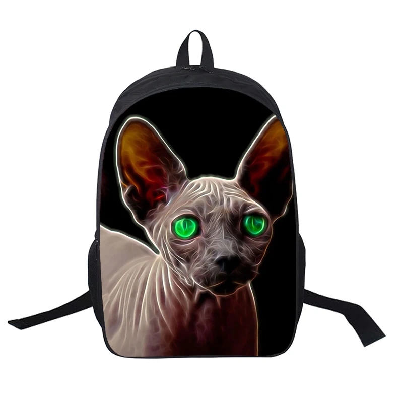 

16 Inch School Backpack Sphynx Cat Anime School Bags Boys Girls Cartoon Bookbag USB Charging Shoulder Bags Student Schoolbag Bag