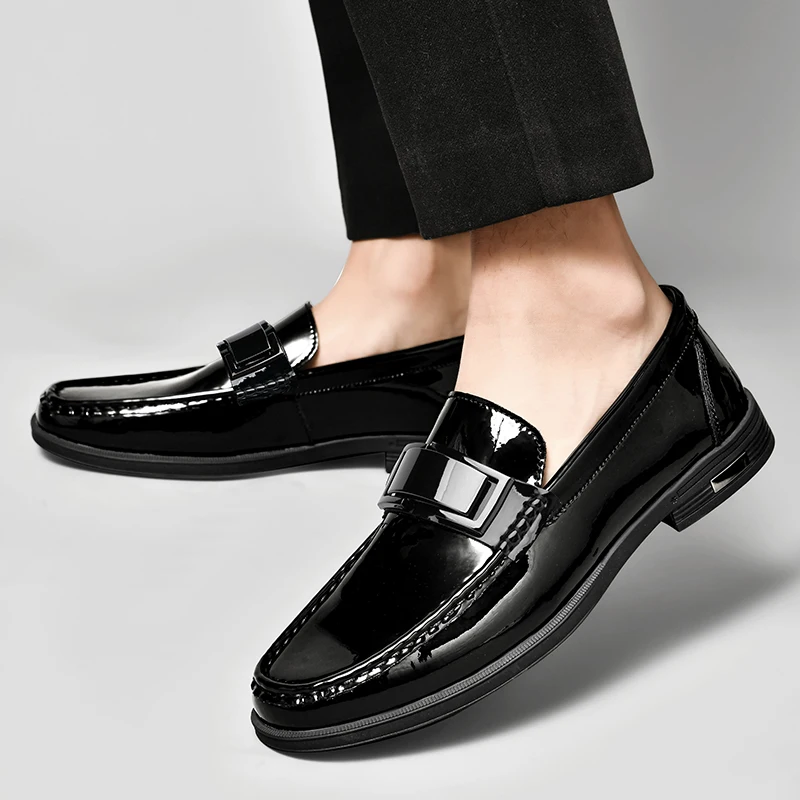 Fashion Italian Mens Casual Shoes Luxury Brand Business Leather Loafers Slip On Loafers Men Formal Wedding Dress Shoes Mocassin 2