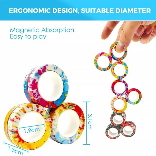 Hot 3PCS Magnetic Spinne Fidget Ring Spinner Magnet Fidget Toys Unzip Antistress For Children Adult Magnetic Spinner Rings Toys 6