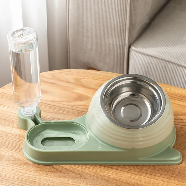 Pet Slow Feeder Bowl Water Dispenser Set - Anti-Spill Double Bowl for Dogs Cats, Food Water Combo, Non-Slip Pet Feeding Supplies 4