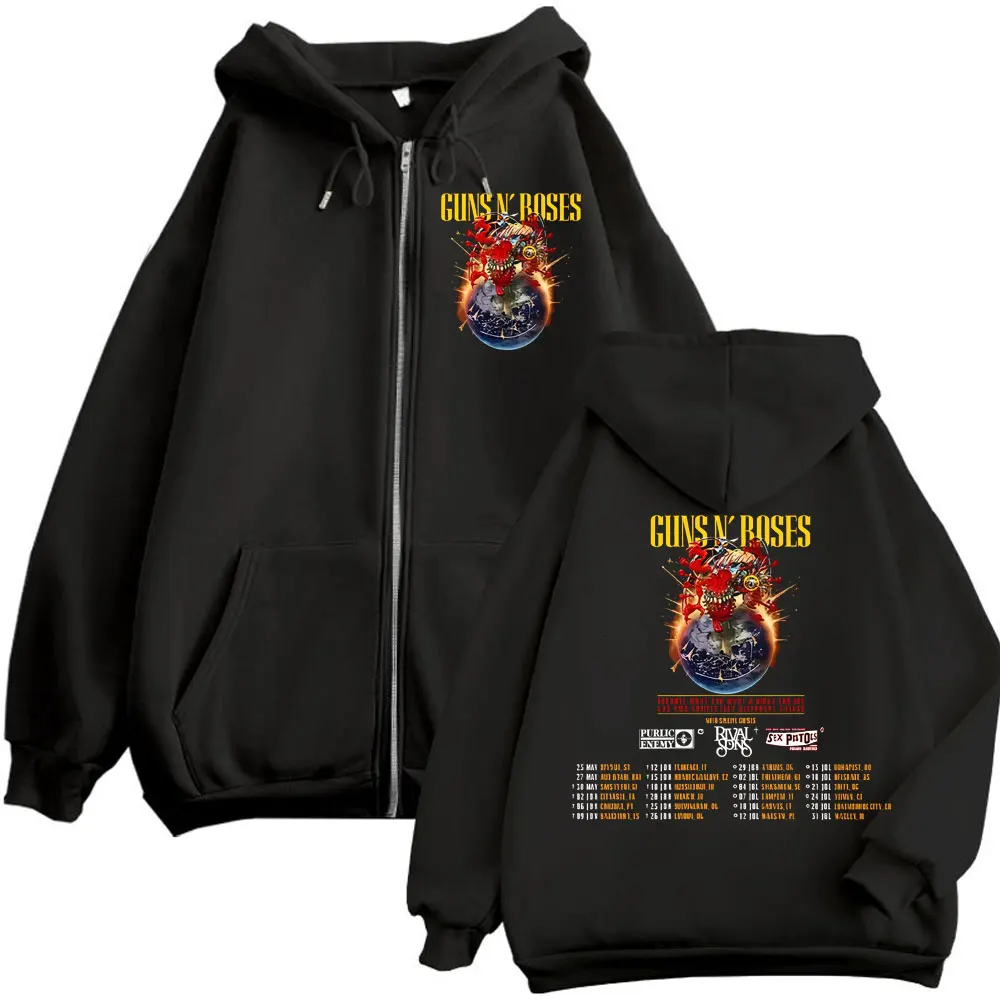 Rock Band Guns N Roses Tour 2025 Zipper Hoodies Punk Hip Hop