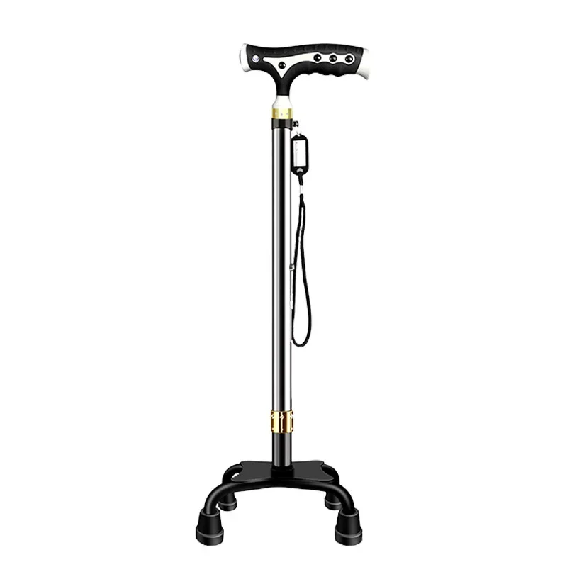 Multifunctional aluminum alloy crutches with lights, four-legged walking sticks, LED height-adjustable trekking sticks 5