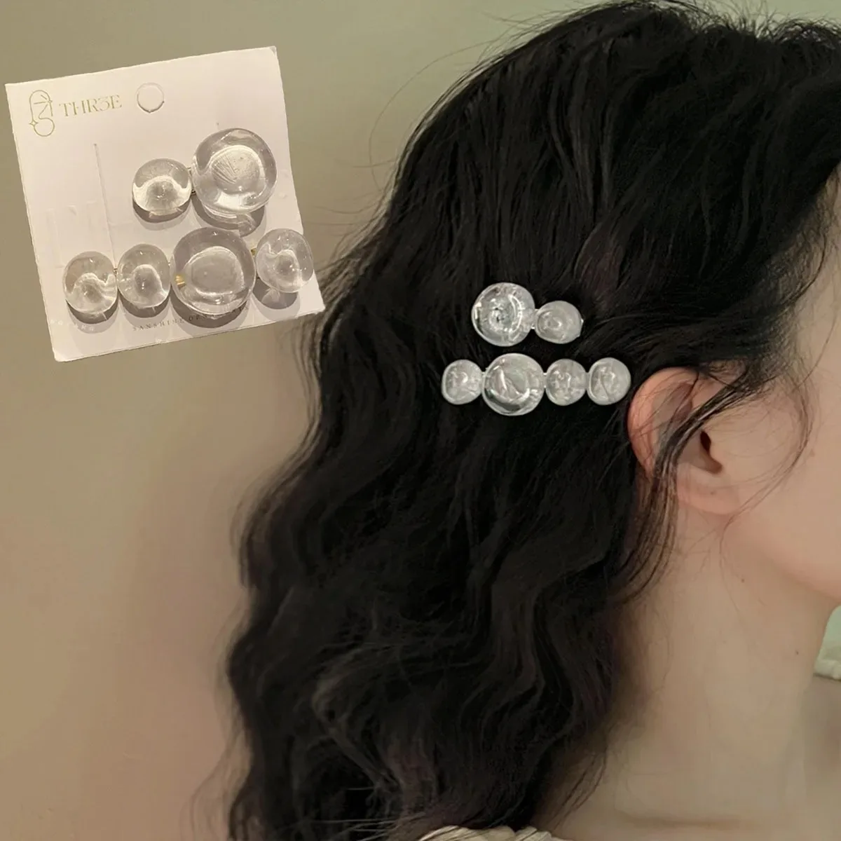Acrylic Round Hairpin Women Elegant Transparent Side Clip Solid Sweet Hair Clips Party Fashion Princess Hairgrips Accessories