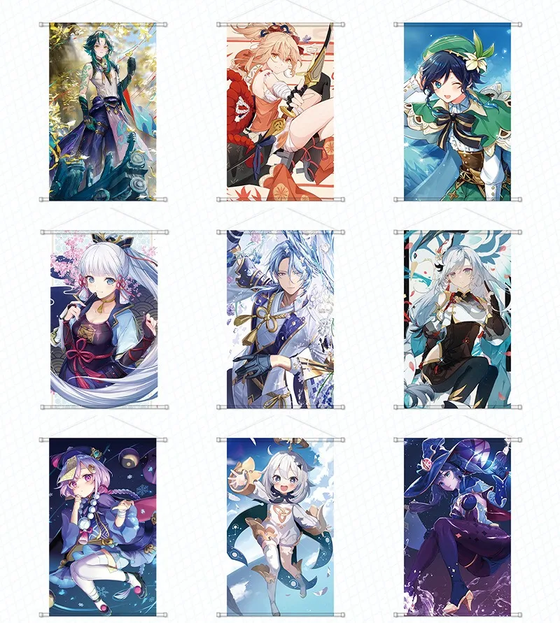 

Anime Genshin New Original Series Hanging Painting Silk Poster Engraved Wendy Ganyu Reel Two-dimensional Peripheral