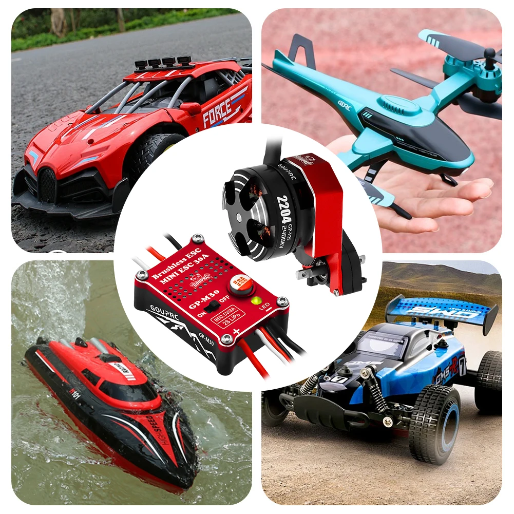 2204 2400KV Brushless Outrunner Motor with Transmission and 30A Brushless ESC for 1/24 RC Crawler Axial SCX24 Upgrade