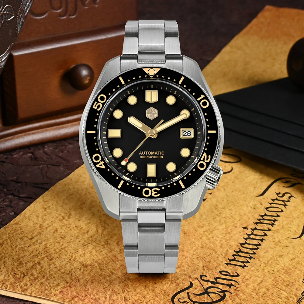 

San Martin Luxury Brand Vintage MM300 Men Diving Watch NH35 Gilt Dial Automatic Mechanical Sapphire Waterproof 300M C3 Reloj