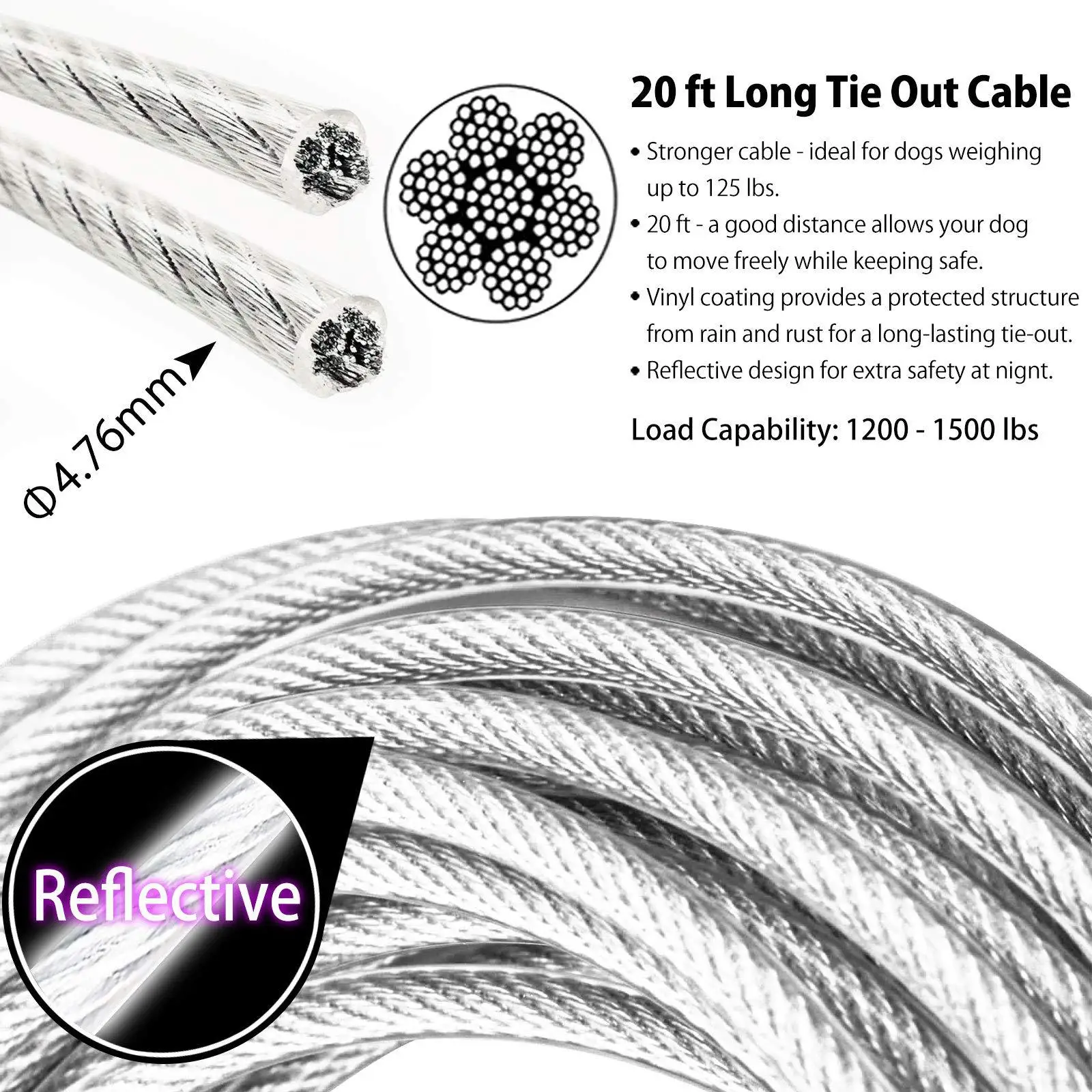 Tie Outs For Dogs Dog Chain PUPTECK Dog Run Cable 100 Ft Heavy