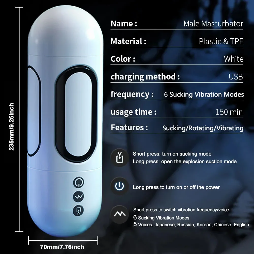 6 Modes Sucking Vibrator Male Masturbator Cup Masturbation Machine Pussy Vaginas Sex Toys for Men Adults 18, sex toy,male masturbation cup