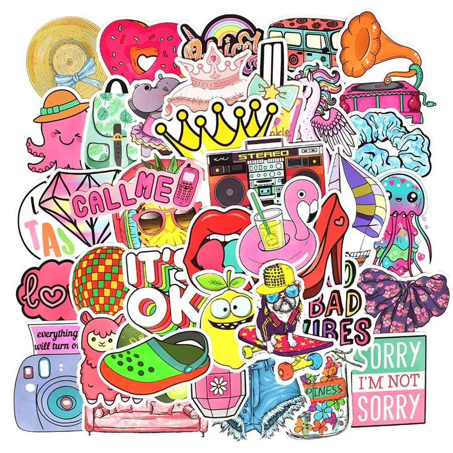 VSCO Stickers 100 Pack pink I Cute Stickers Waterproof 100% Vinyl Stickers  I Vsco Girls Stuff (100 Pink Pack, VSCO Stickers) 