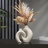 Hollow Nordic Modern Ceramic Vase Set of 2 for Modern Home Decor,Modern Boho Hollow Flower Vases for Living Room Bookshelf 1