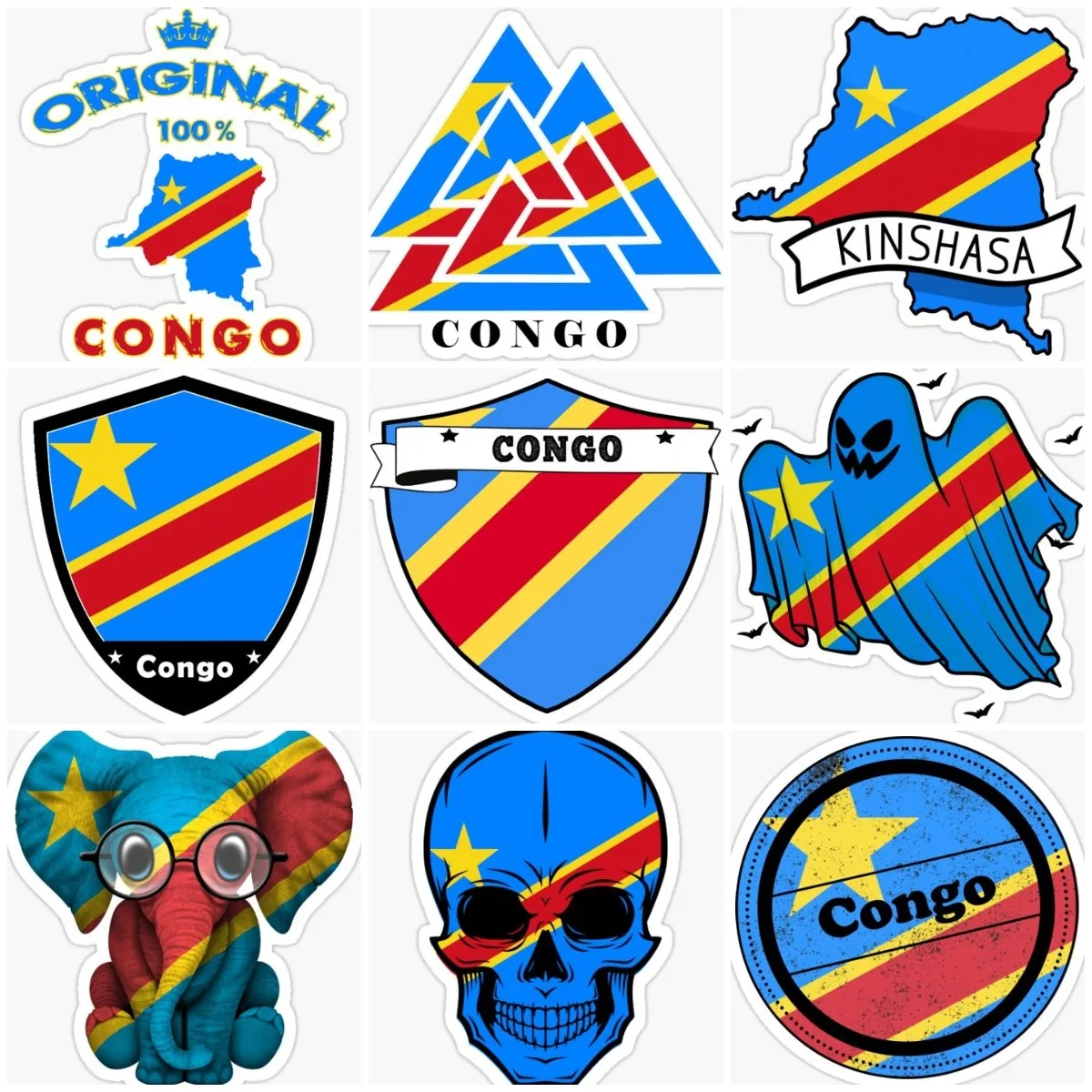 Bandiera Del Congo Mappa Adesivo Creativo Paraurti Laptop Window Wall Car Truck Moto Bicycle Van Glass Helmet Camper Decal Personalizzabile