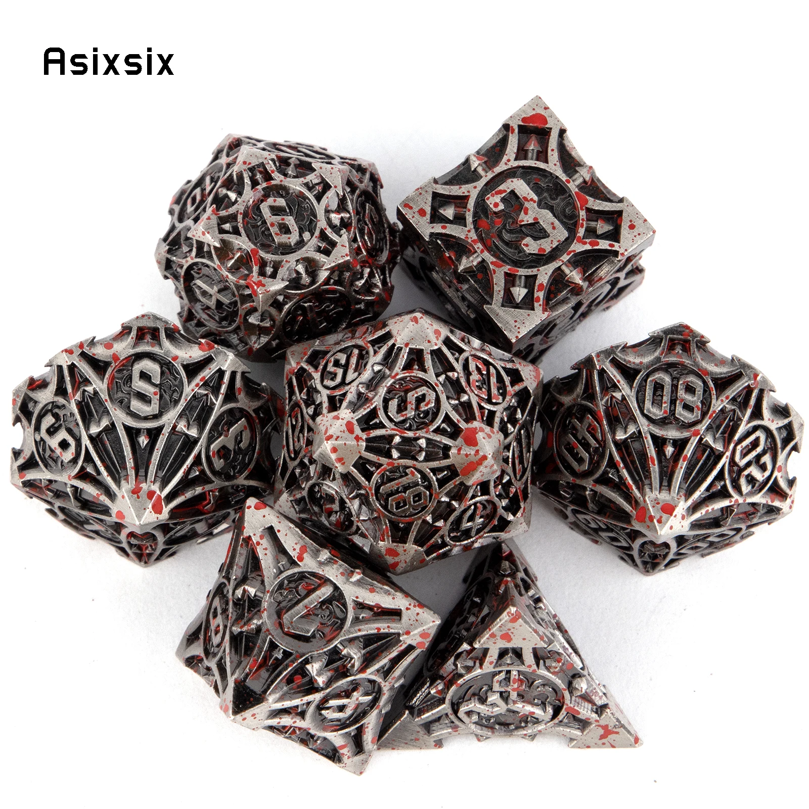 

7 Pcs Copper Red Metal Dice Solid Metal Polyhedral Dice Set Suitable for Role-Playing RPG Board Game Card Game