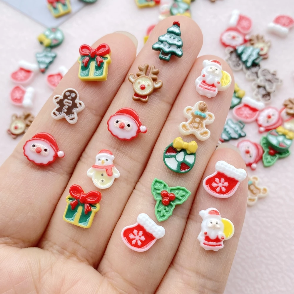 Nail Art Resin Charms Rhinestones DIY Craft 50Pcs For Nail, Cartoon Cat Coconut Tree Swimming Circle Beach