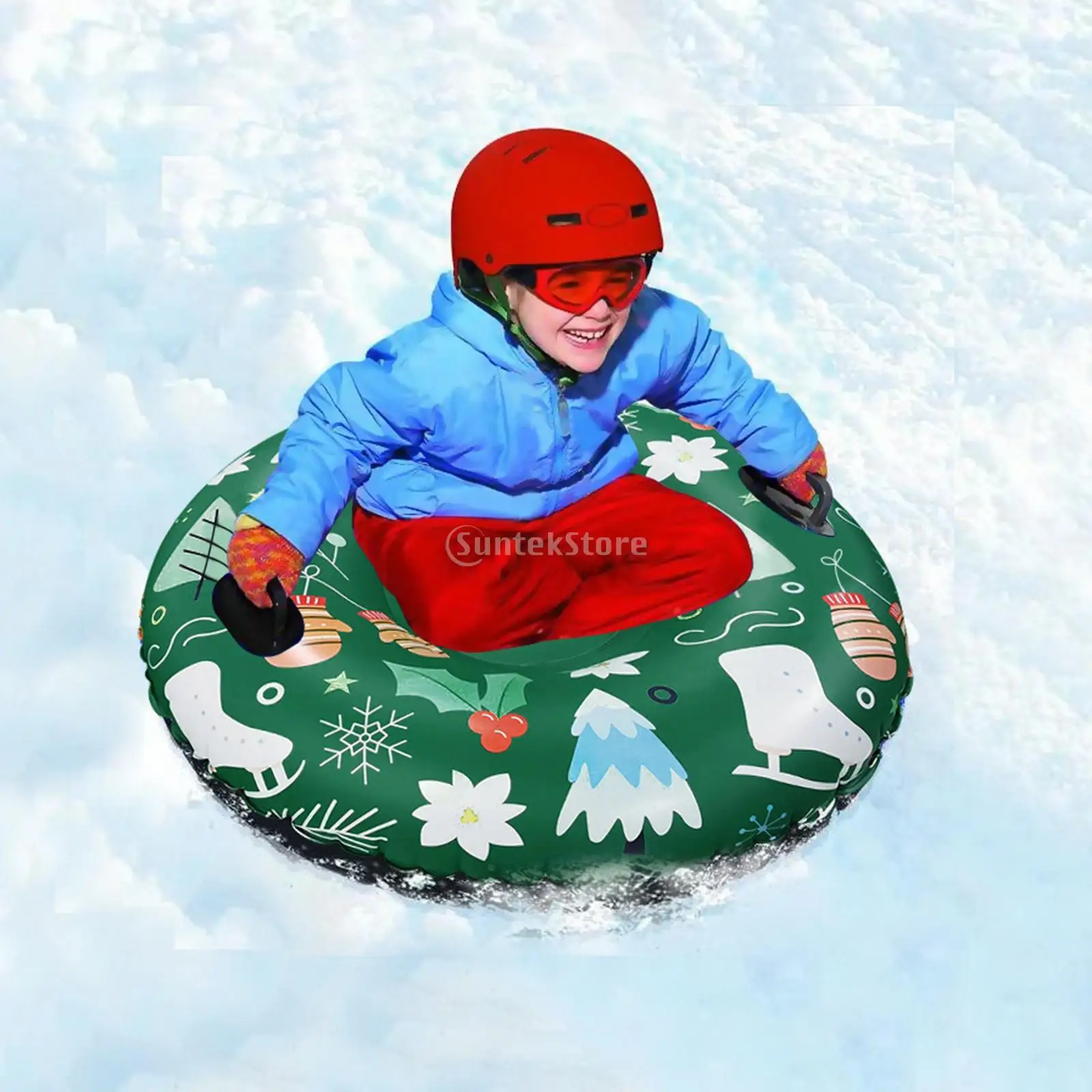 Inflatable Snow Tube Snow Sled Handles Sledge Circle Tire Tube Thickened Winter Sports Inflatable Skiing Circle Rings